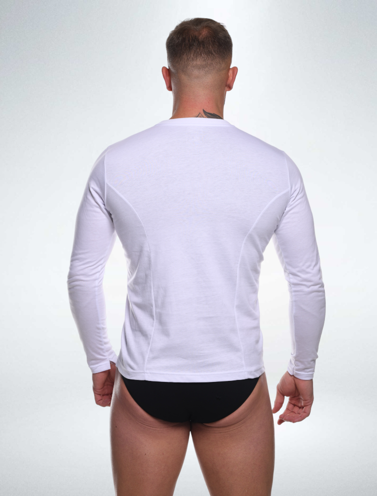 Mens Long Sleeve T-Shirt: Dynamic Fit - Classic White - boxmenswear - {{variant_title}}