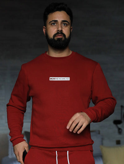 Comfort Fit: Crew Neck - Dark Red - boxmenswear - {{variant_title}}