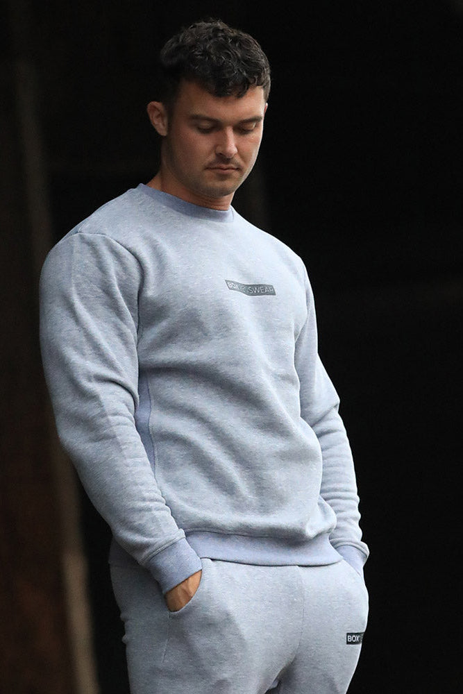 Comfort Fit: Crew Neck - Melange Grey - boxmenswear - {{variant_title}}